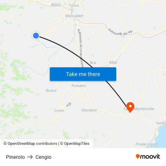 Pinerolo to Cengio map