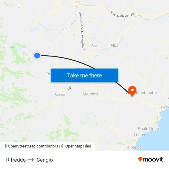 Rifreddo to Cengio map