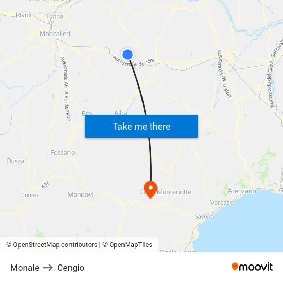 Monale to Cengio map