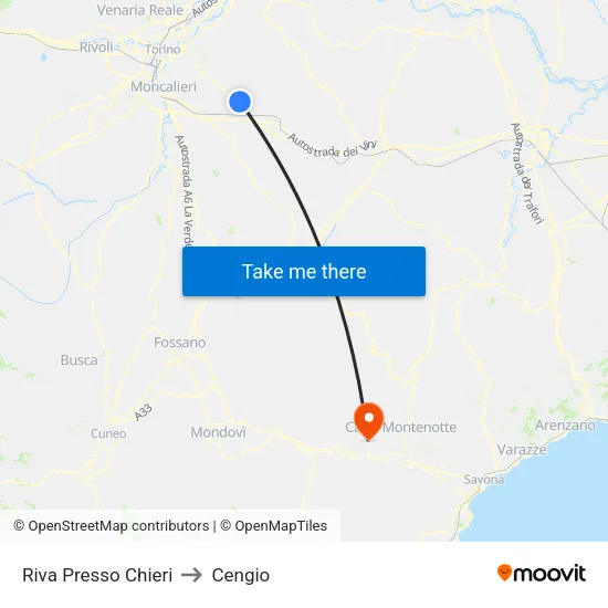 Riva Presso Chieri to Cengio map
