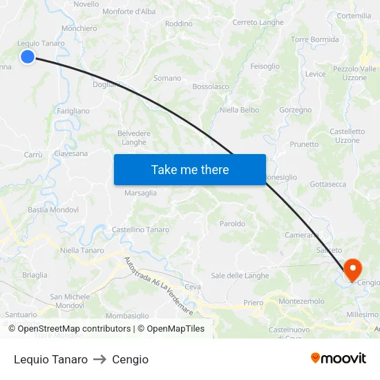 Lequio Tanaro to Cengio map