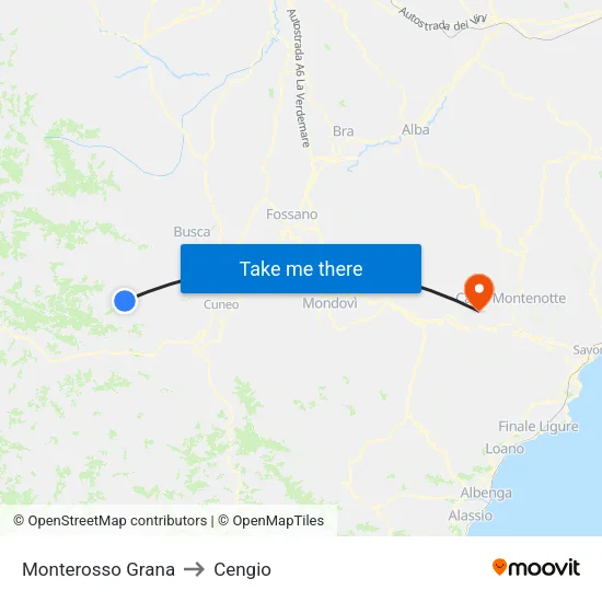 Monterosso Grana to Cengio map