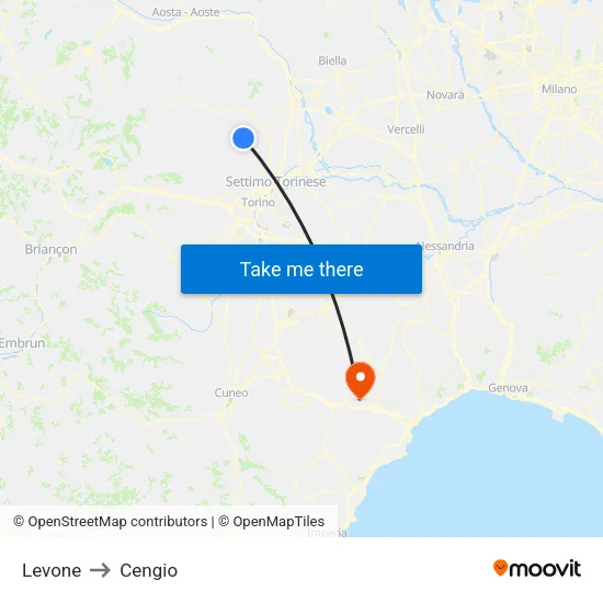 Levone to Cengio map