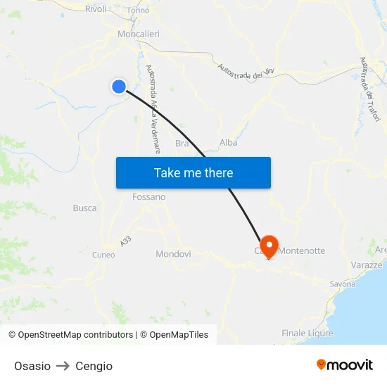 Osasio to Cengio map