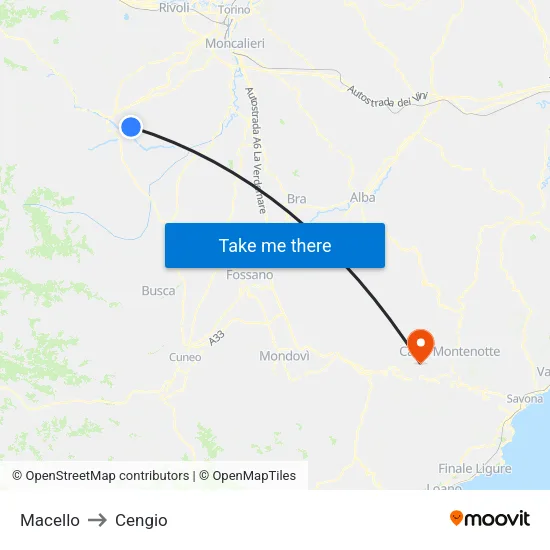 Macello to Cengio map