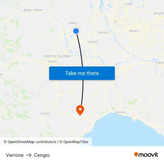 Verrone to Cengio map