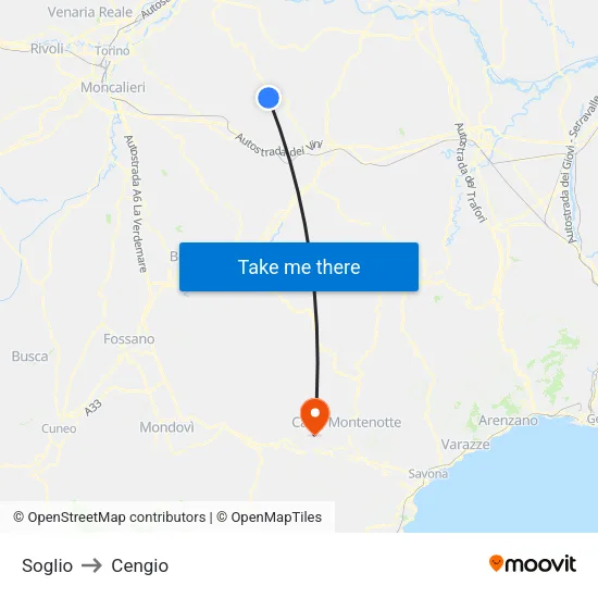 Soglio to Cengio map