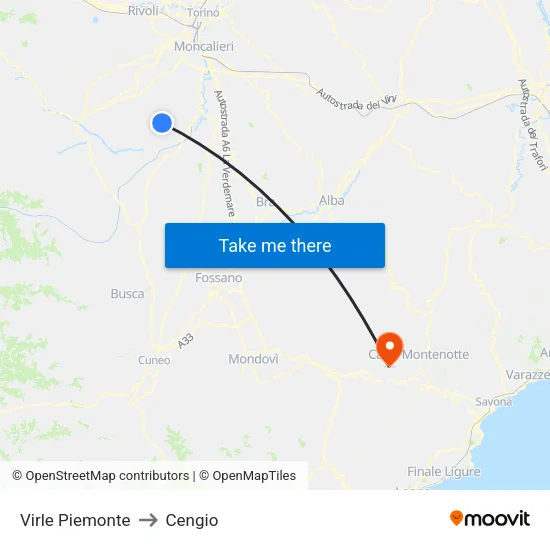 Virle Piemonte to Cengio map