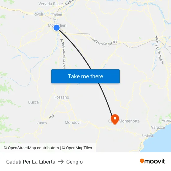 Caduti Per La Libertà to Cengio map
