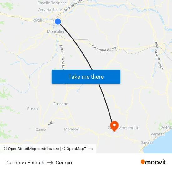 Campus Einaudi to Cengio map