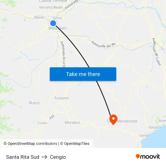 Santa Rita to Cengio map