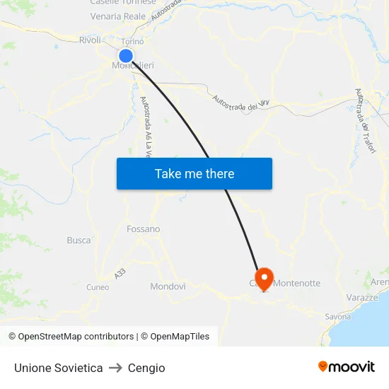 Unione Sovietica to Cengio map