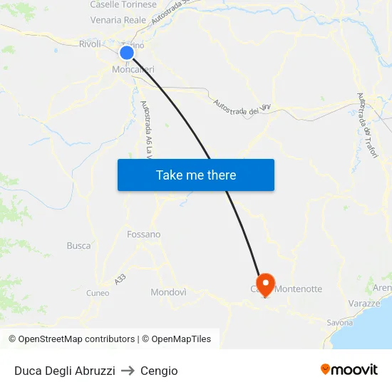 Duca Degli Abruzzi to Cengio map