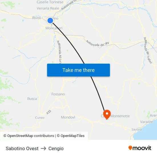 Sabotino Ovest to Cengio map