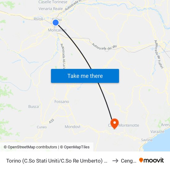 Torino (C.So Stati Uniti/C.So Re Umberto) Cap to Cengio map