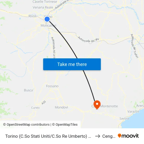 Torino (C.So Stati Uniti/C.So Re Umberto) Cap to Cengio map