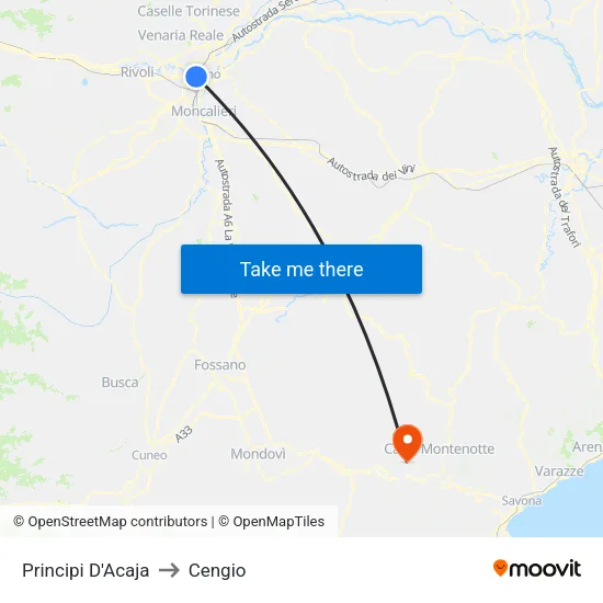 Principi D'Acaja to Cengio map