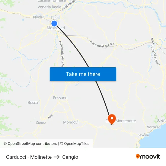 Carducci - Molinette to Cengio map