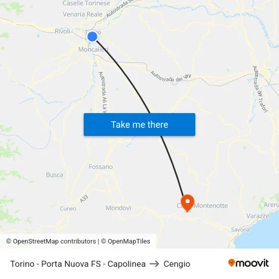 Torino - Porta Nuova FS - Capolinea to Cengio map