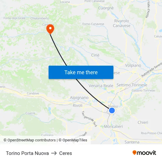 Turin Porta Nuova to Ceres map