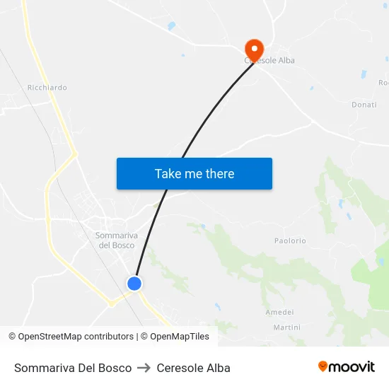 Sommariva Del Bosco to Ceresole Alba map