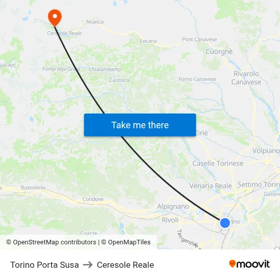 Turin Porta Susa to Ceresole Reale map