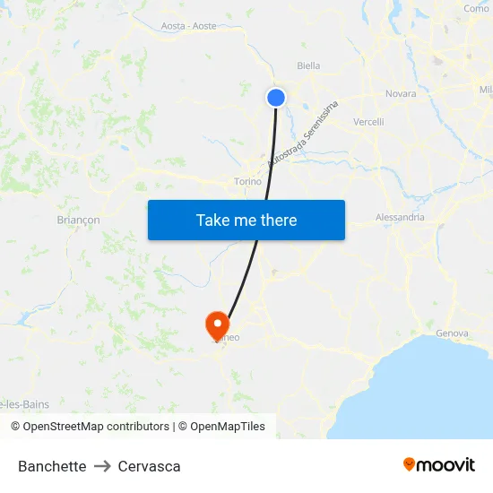 Small Banks to Cervasca map