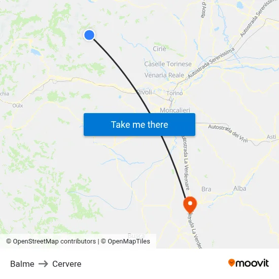 Balme to Cervere map