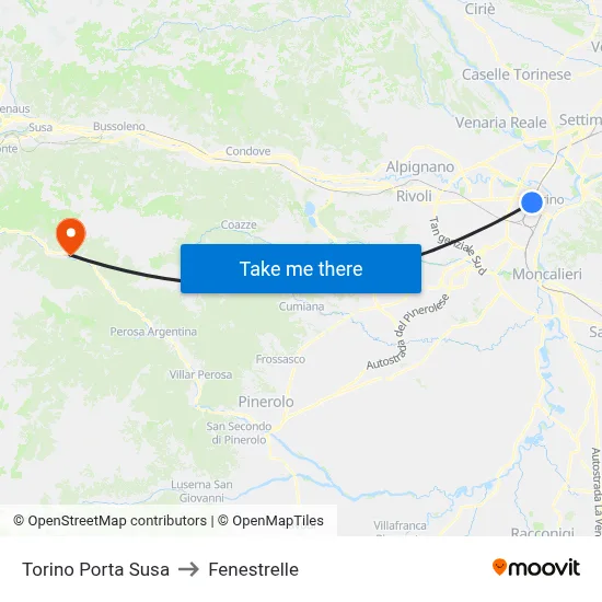 Turin Porta Susa to Fenestrelle map