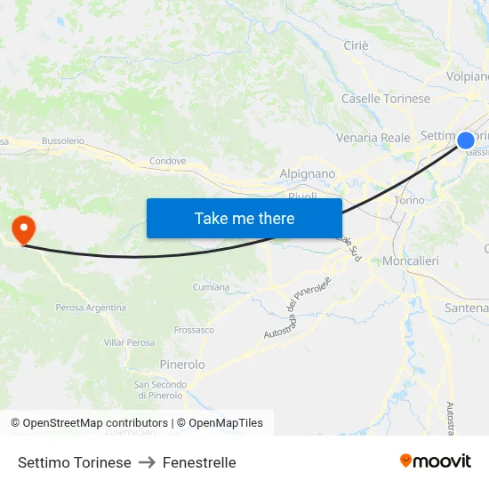 Settimo Torinese to Fenestrelle map