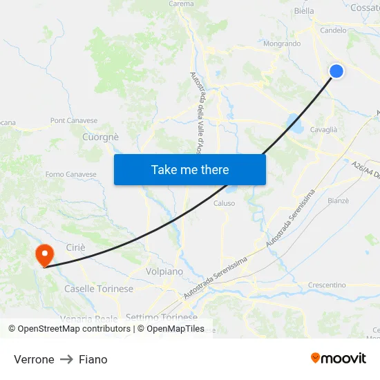 Verrone to Fiano map