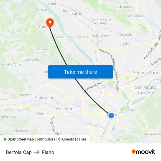 Bertola Terminal to Fiano map