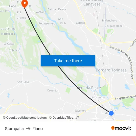 Stampalia to Fiano map