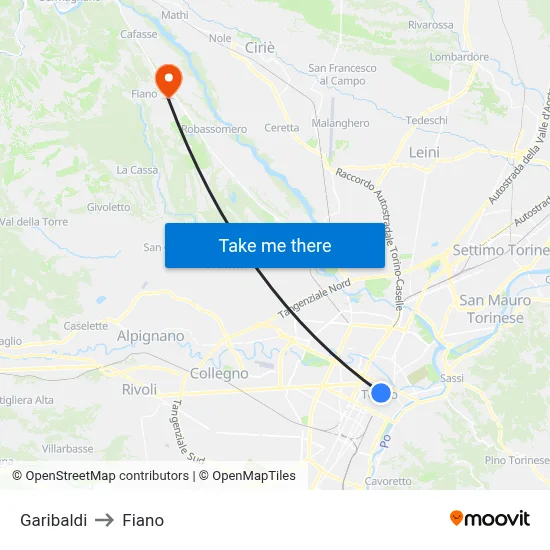 Garibaldi to Fiano map