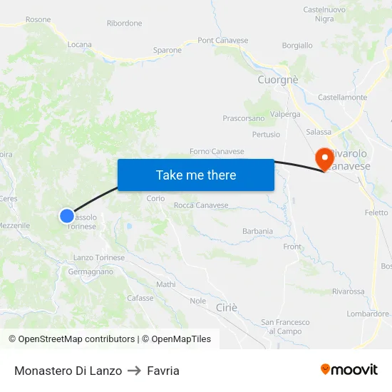 Monastero Di Lanzo to Favria map