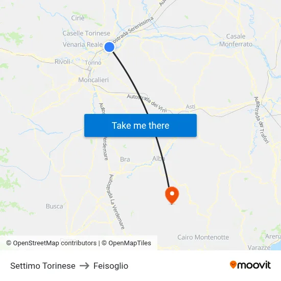 Settimo Torinese to Feisoglio map