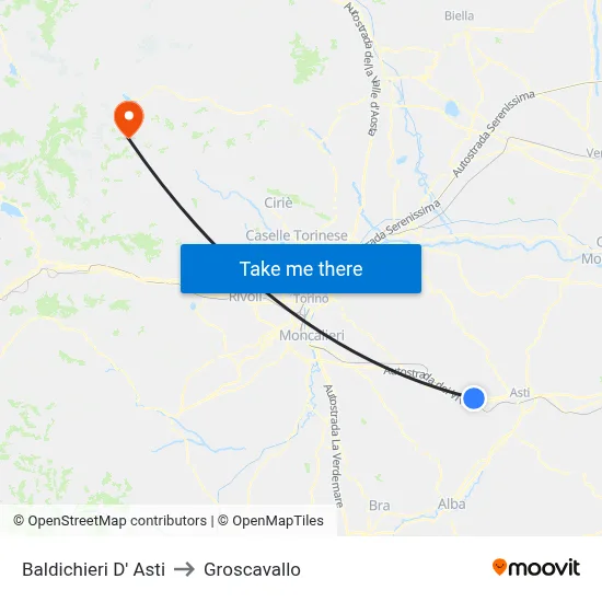 Baldichieri D' Asti to Groscavallo map