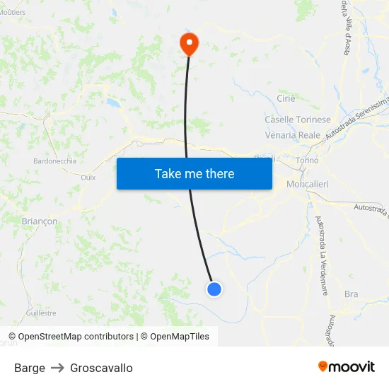 Barge to Groscavallo map