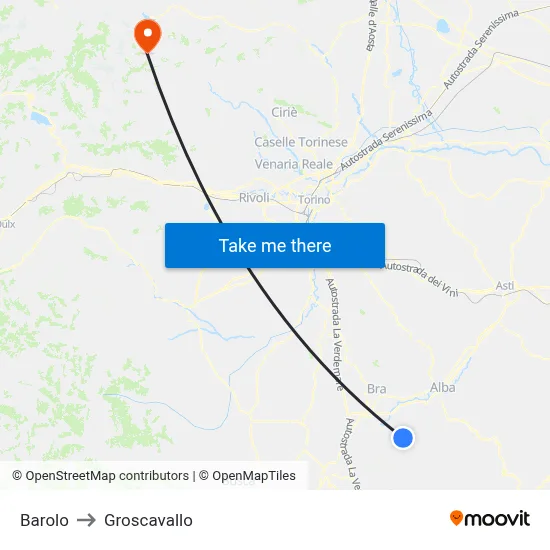 Barolo to Groscavallo map