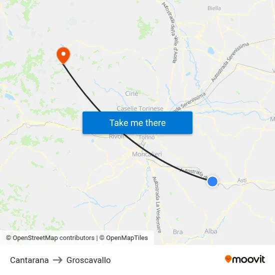 Cantarana to Groscavallo map
