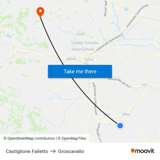 Castiglione Falletto to Groscavallo map