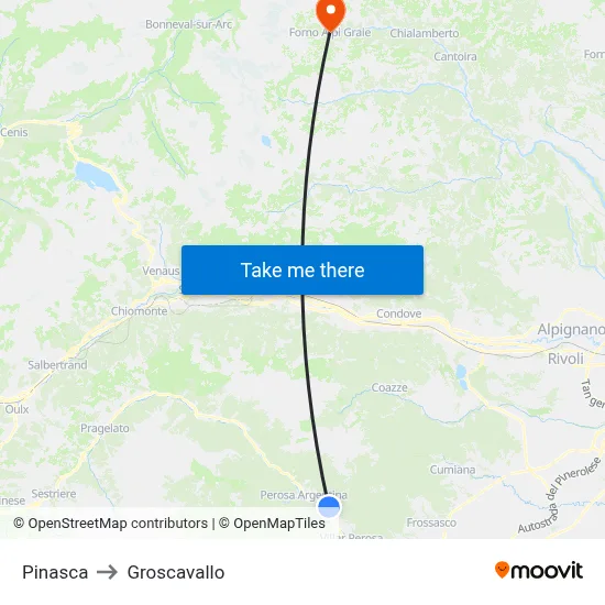 Pinasca to Groscavallo map