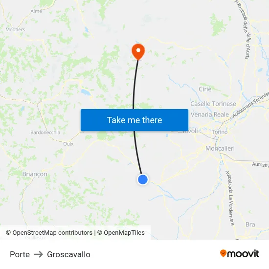 Porte to Groscavallo map