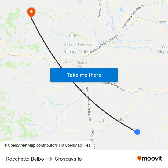 Rocchetta Belbo to Groscavallo map