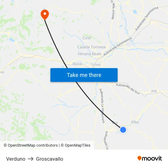 Verduno to Groscavallo map