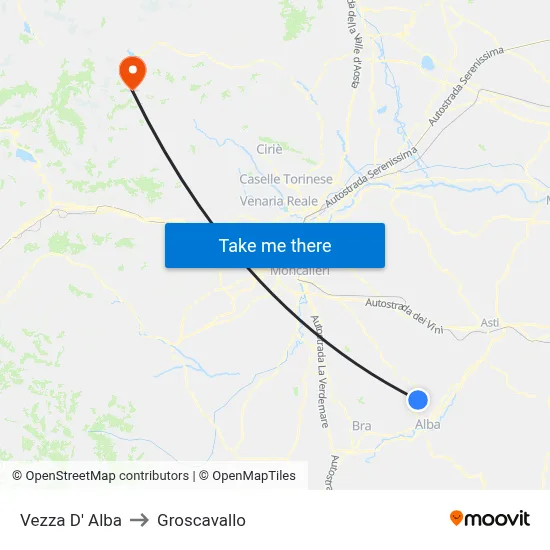 Vezza D'Alba to Groscavallo map