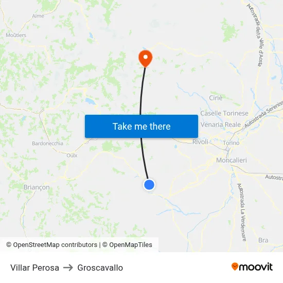 Villar Perosa to Groscavallo map