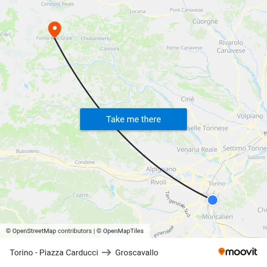 Turin - Carducci Square to Groscavallo map