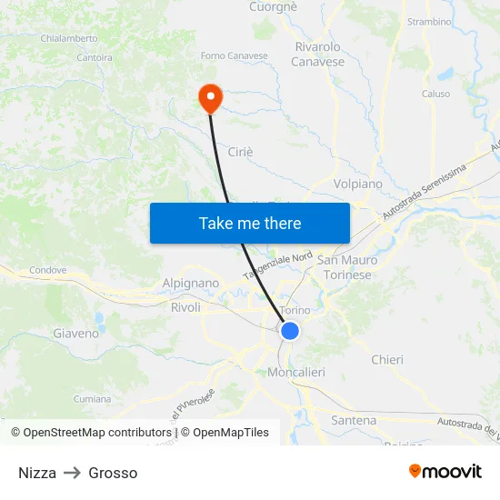 Nizza to Grosso map