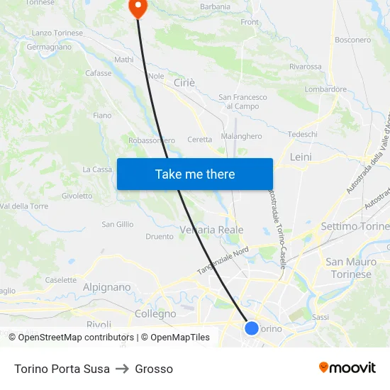 Turin Porta Susa to Grosso map